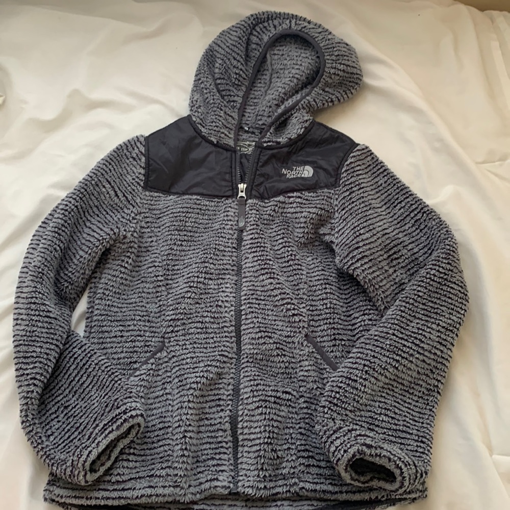 The North Face grey and black kids jacket, size: m/m or (10/12)